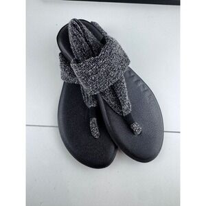 Sanuk Yoga Sling 2 Sandals Women 6 7 Black White Knit Comfort Minimalist‎ Indie